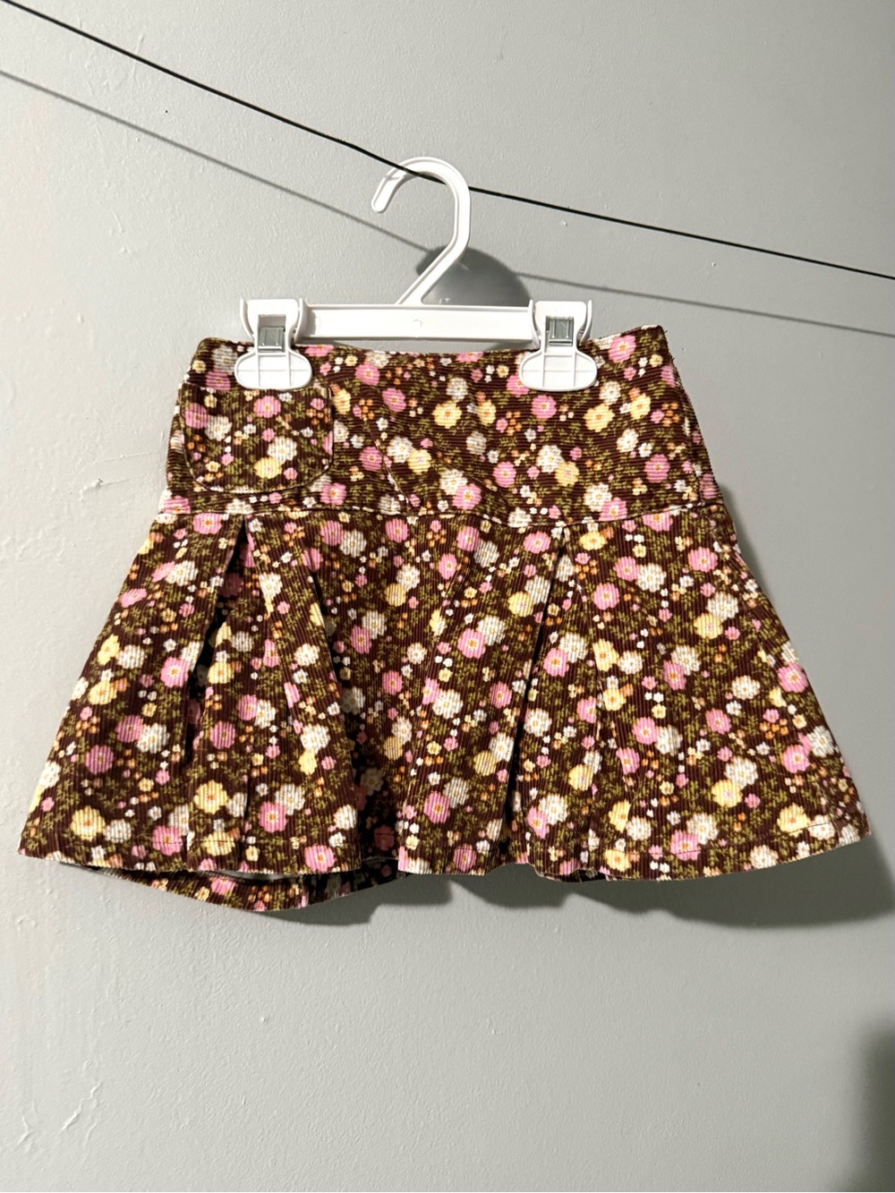 Gymboree Brown Corduroy Floral Skort with Pink & Yellow Flowers